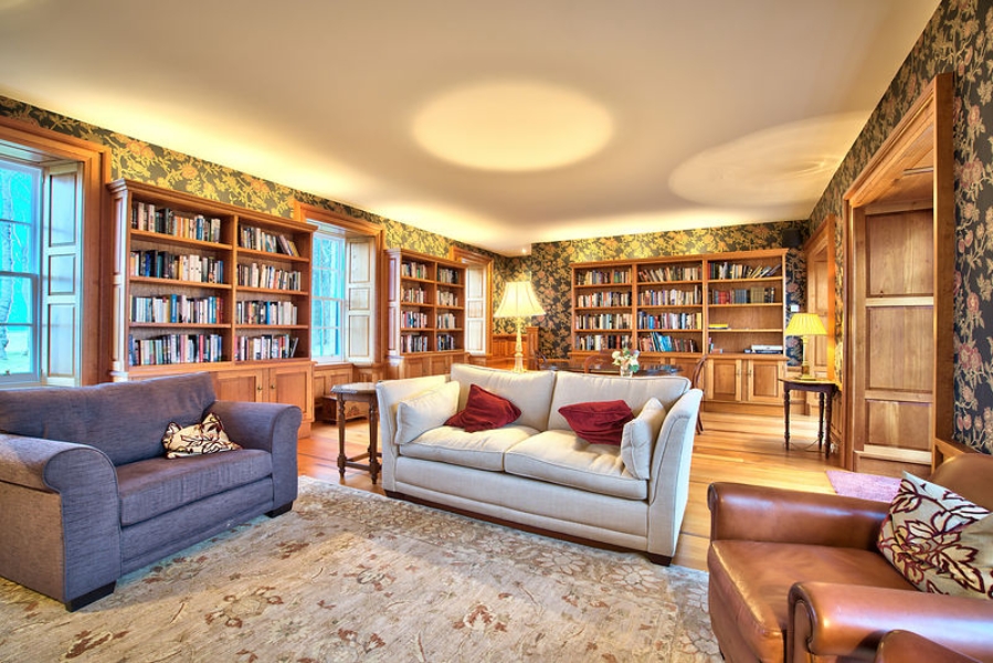 Seats by the fire in the Library